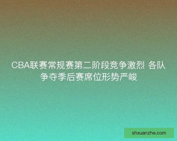 CBA联赛常规赛第二阶段竞争激烈 各队争夺季后赛席位形势严峻