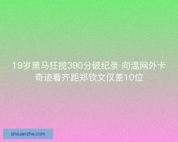 19岁黑马狂揽390分破纪录 向温网外卡奇迹看齐距郑钦文仅差10位