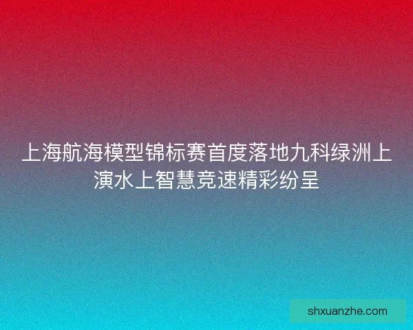 上海航海模型锦标赛首度落地九科绿洲上演水上智慧竞速精彩纷呈