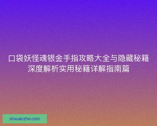 口袋妖怪魂银金手指攻略大全与隐藏秘籍深度解析实用秘籍详解指南篇