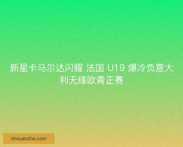 新星卡马尔达闪耀 法国 U19 爆冷负意大利无缘欧青正赛